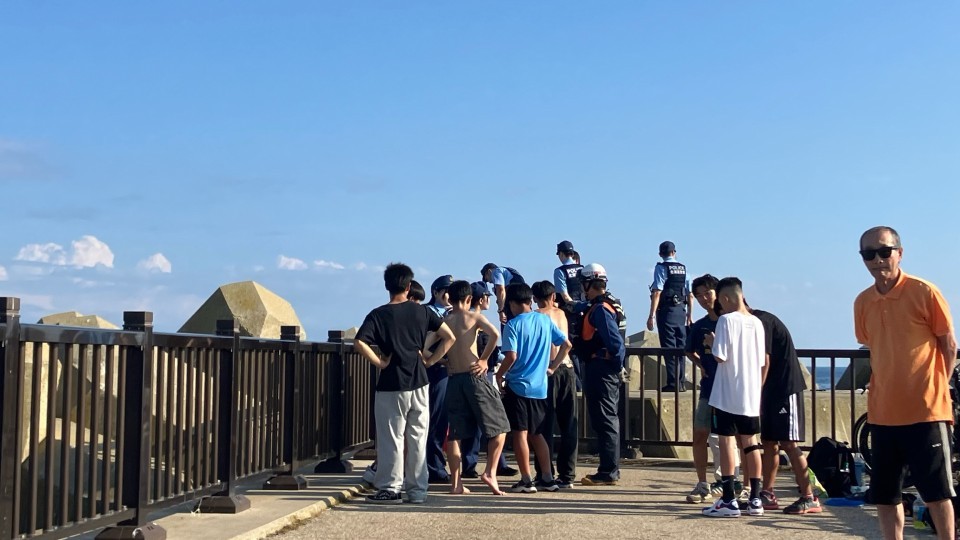 中2とみられる少年海中転落した現場(29日・北海道函館市)