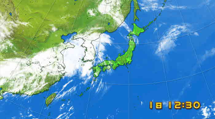広域の気象衛星ひまわり（赤外画像）